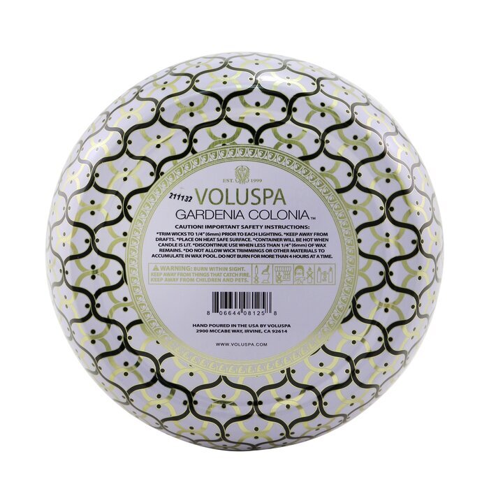 Voluspa 3-lont decoratieve blikkaars - Gardenia Colonia 340 g/12 oz
