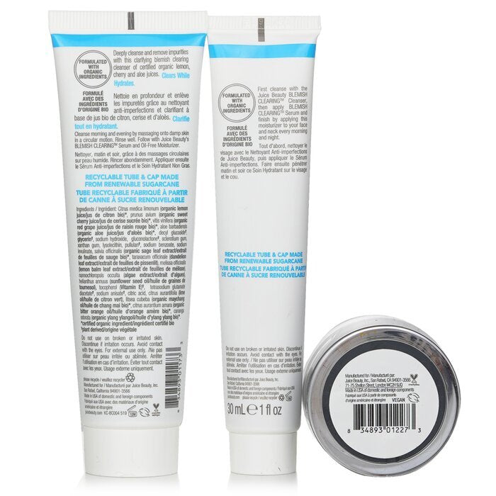Juice Beauty Blemish Clearing Solutions Kit: Reiniger + Hydraterende Crème + Masker + Washandje (zonder doos) 3 stuks + 1 doekje