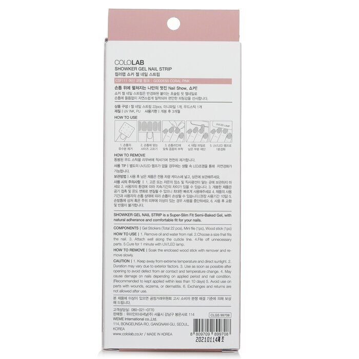 Cololab Showker Gel Nail Strip # CSF111 Goddess Coral Pink 1st