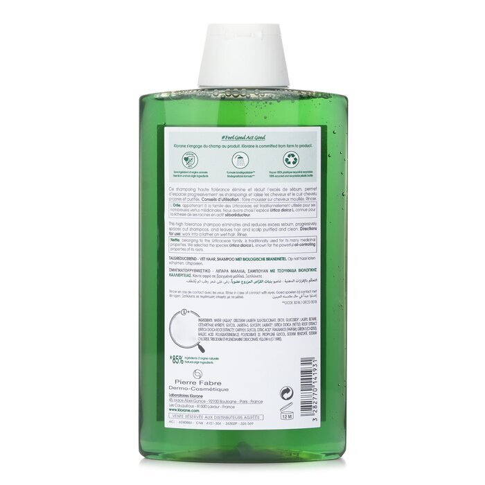 Klorane Shampoo with Organic Nettle (Oil Control Oily Hair) 400ml