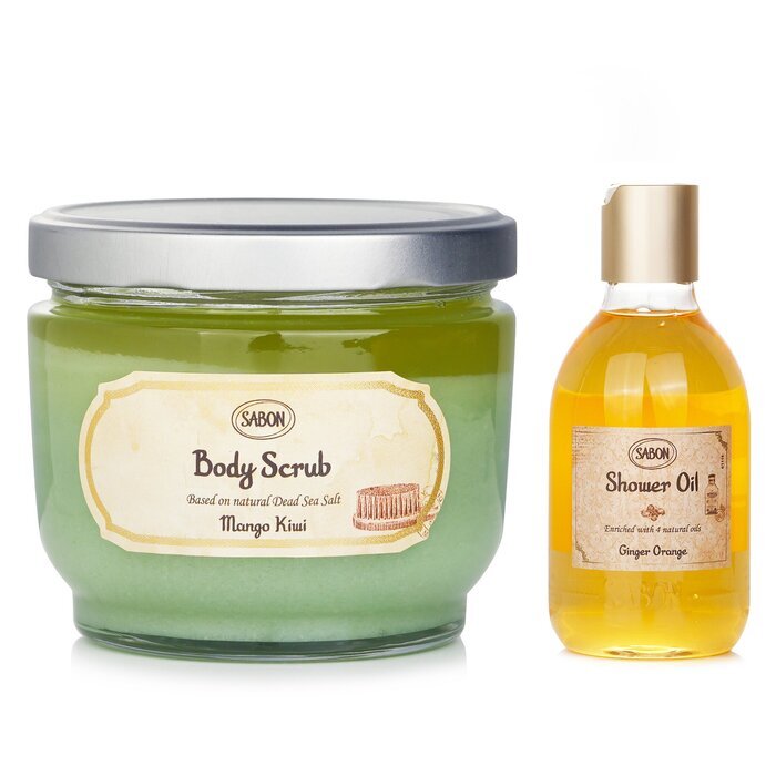 Sabon Body Scrub - Mango Kiwi & Doucheolie - Gember Sinaasappel 2 stuks