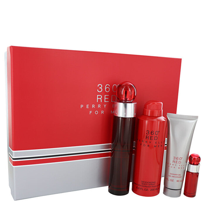 Perry Ellis Perry Ellis 360 Red Gift Set - 3,4 oz Eau De Toilette Spray + Mini Eau De Toilette Spray + 6 oz Body Spray + 3 oz Douchegel