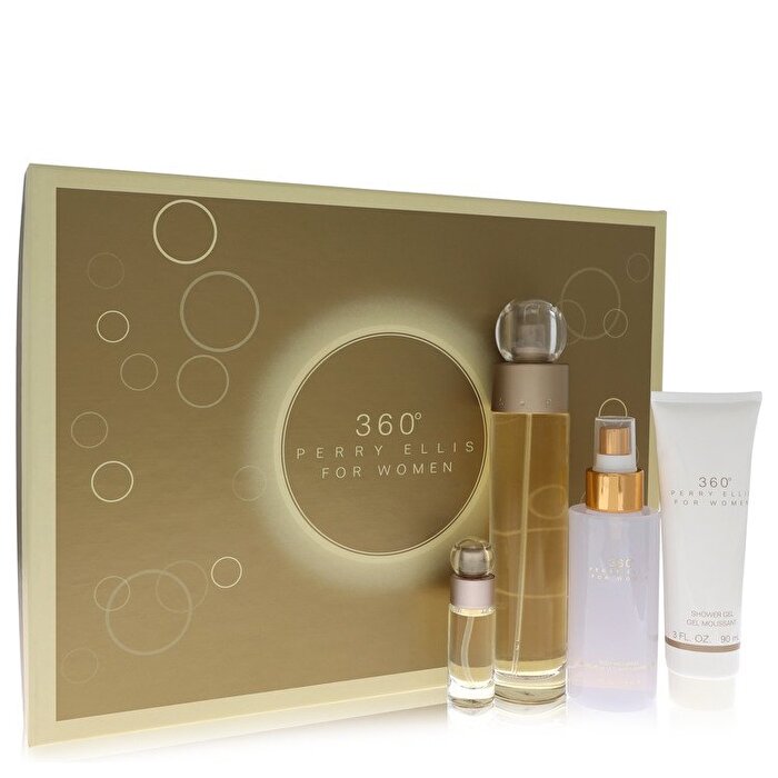 Perry Ellis 360 Gift Set - Eau De Toilette Spray + 4 oz Body Mist + 3 oz Shower Gel + .25 Mini Eau De Toilette Spray
