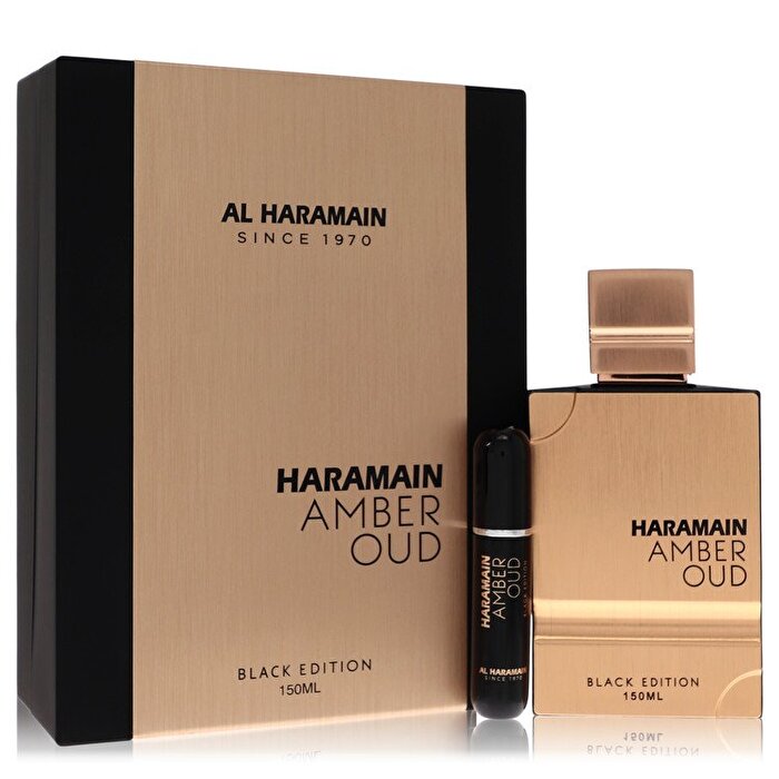 Al Haramain Amber Oud Black Edition Gift Set Eau De Parfum Spray + 0.34 oz Refillable Spray 150ml/5oz