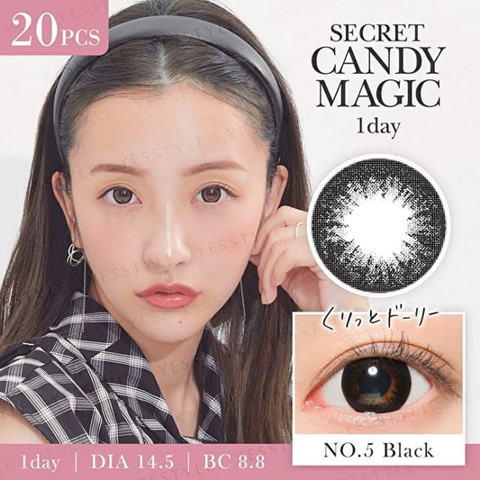 Secret Candy Magic 1 Day Color Lens No.5 Zwart 20 stuks - P-0.00 (20 stuks)