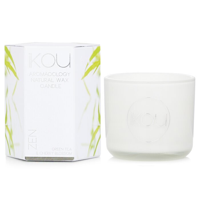 iKOU Bougie en Cire Naturelle d'Aromacologie Éco-Luxe en Verre - Zen (Thé Vert & Fleur de Cerisier) 85g