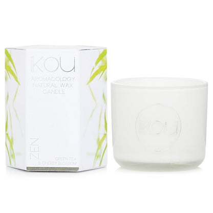 iKOU Bougie en Cire Naturelle d'Aromacologie Éco-Luxe en Verre - Zen (Thé Vert & Fleur de Cerisier) 85g