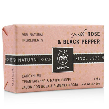 Apivita Natural Soap With Rose & Black Pepper 125g