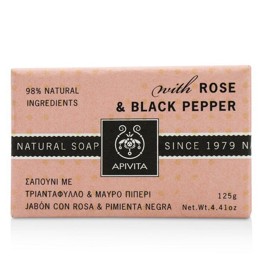 Apivita Natural Soap With Rose & Black Pepper 125g