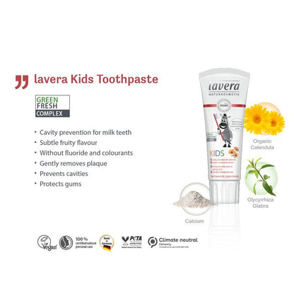 Lavera Tandpasta voor Kinderen - Met Biologische Calendula &amp; Calcium 75ml