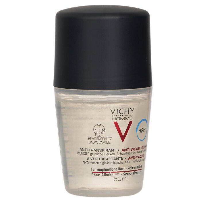 Vichy Homme 48H* Anti Perspirant & Anti-Stains (Shirt Protection) Roll-On (For Sensitive Skin) 50ml