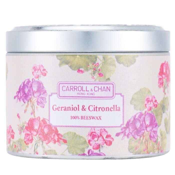 Carroll & Chan Bougie en étain 100 % cire d'abeille - Géraniol & Citronnelle (8x6) cm