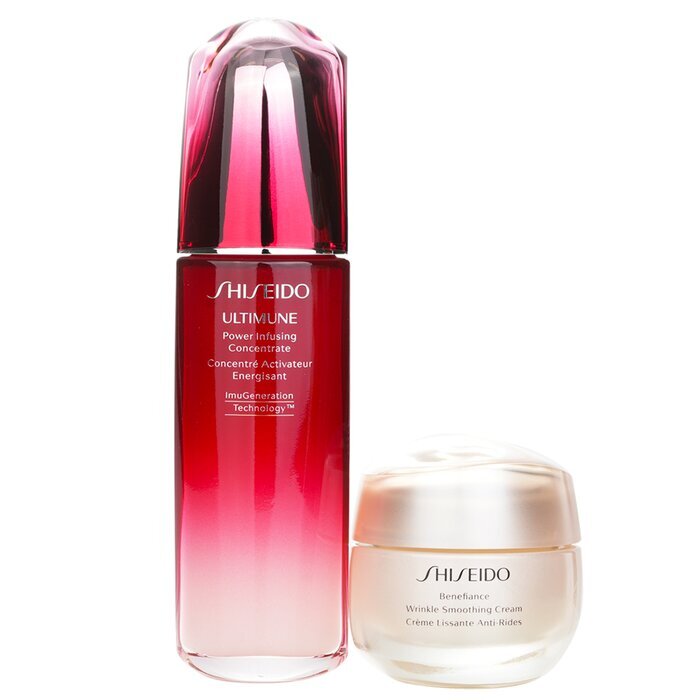 Shiseido Defend &amp; Regenerate Power Wrinkle Smoothing Set: Ultimune Power Infusing Concentrate N 100ml + Benefiance Wrinkle Smoothing Cream 50ml 2 stuks