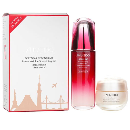 Shiseido Défense & Régénération Ensemble Lissant Anti-Rides : Concentré Activateur de Puissance Ultimune N 100ml + Crème Lissante Anti-Rides Benefiance 50ml 2pcs