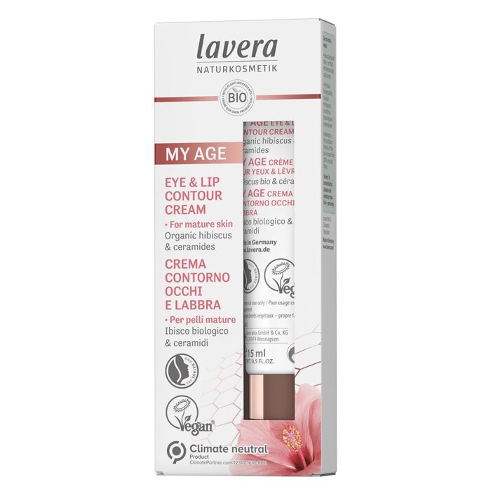Lavera My Age Augen- und Lippenkonturcreme mit Bio-Hibiskus und Ceramiden – für reife Haut, 15 ml