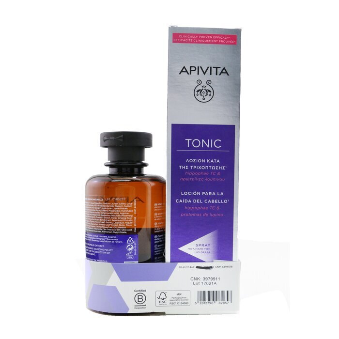 Apivita Haaruitval Lotion met Hippophae TC &amp; Lupine Proteïne 150ml GRATIS Heren Tonic Shampoo 250ml 2 stuks