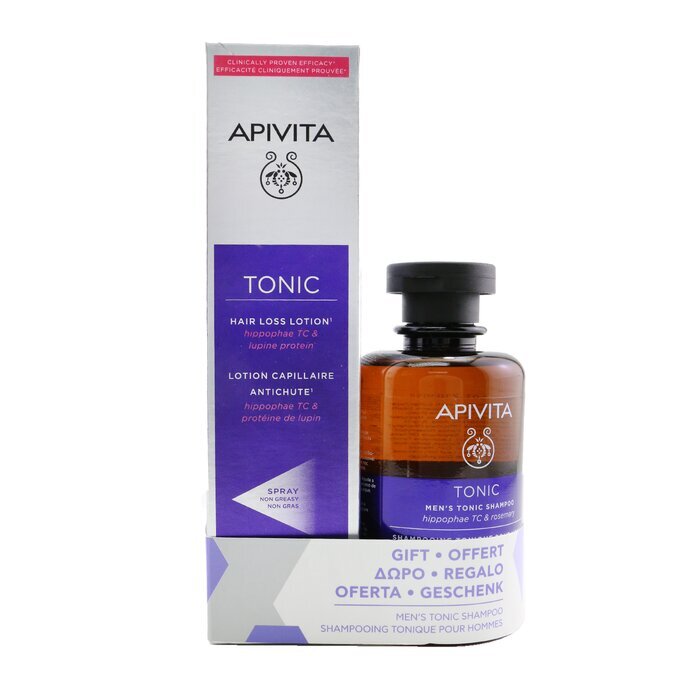 Apivita Haaruitval Lotion met Hippophae TC &amp; Lupine Proteïne 150ml GRATIS Heren Tonic Shampoo 250ml 2 stuks