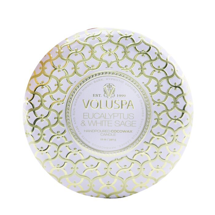 Voluspa Dekorative Kerze in Dose mit 3 Dochten – Eukalyptus und weißer Salbei, 340 g/12 oz