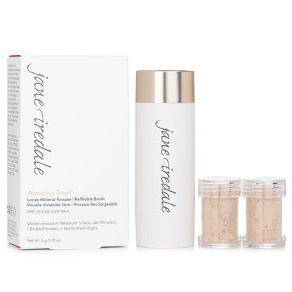 Jane Iredale Amazing Base Loose Mineral Powder SPF 20 Navulbare Kwast (1x Kwast 2x Navullingen) - Warm Sienna 2,5 g