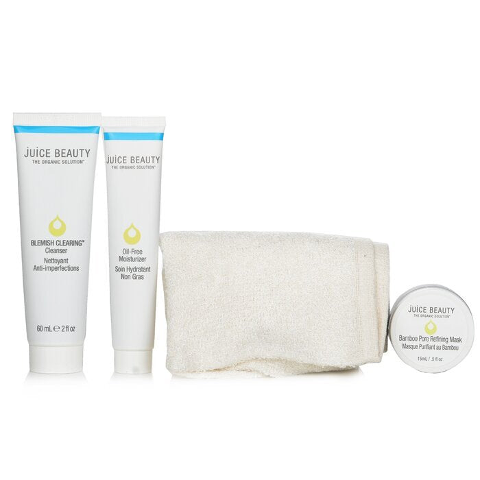 Juice Beauty Blemish Clearing Solutions Kit: Reiniger + Hydraterende Crème + Masker + Washandje (zonder doos) 3 stuks + 1 doekje