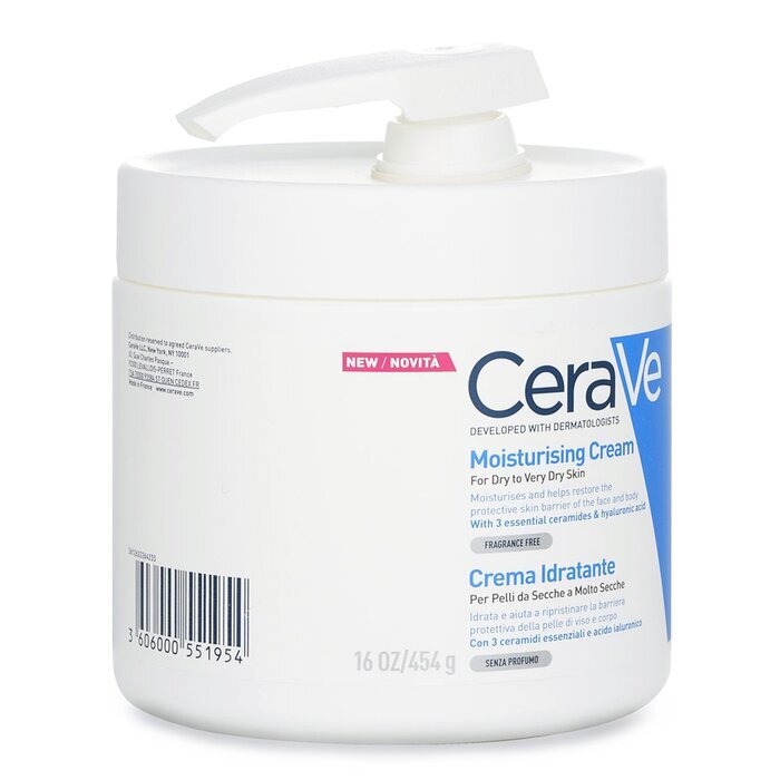 CeraVe Hydraterende Crème voor Droge tot Zeer Droge Huid (Met Pomp) 454 g/16 oz