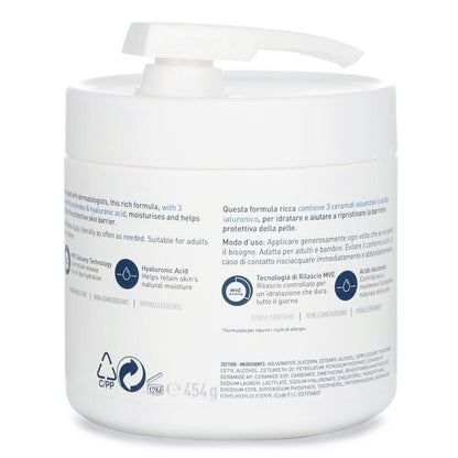 CeraVe Hydraterende Crème voor Droge tot Zeer Droge Huid (Met Pomp) 454 g/16 oz