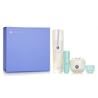 Tatcha Essence Bundel: The Essence Plumping Skin Softener 150ml + The Silk Cream 50ml + Water Cream 5ml + Texture Tonic 25ml 4 stuks