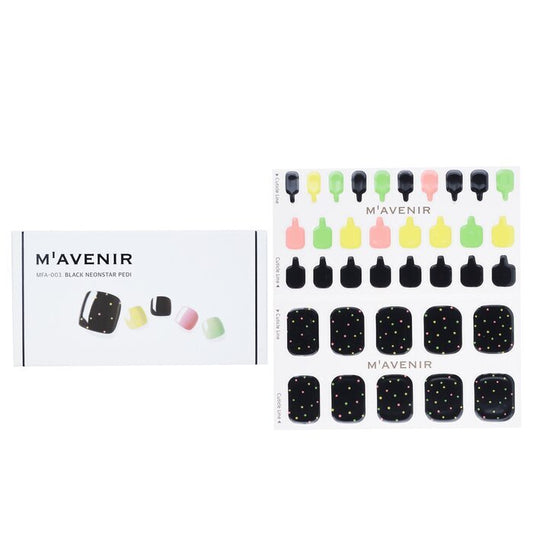 Mavenir Nagelaufkleber (Schwarz) – # Black Neonstar Pedi 36 Stück