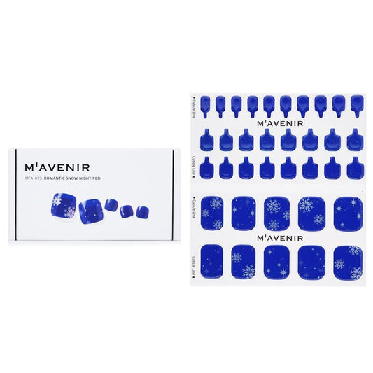 Mavenir Nagelaufkleber (blau) – „Romantic Snow Night Pedi“, 36 Stück