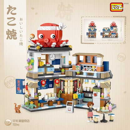 LOZ Mini Blocks - Japanese Street Style Takoyaki Shop Building Bricks Set 15 x 20 x 8cm