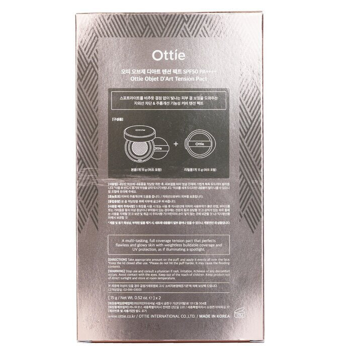 Ottie Objet D'art Tension Pact SPF50 PA++++ &amp; Nachfüllung Nr. 23 Natural 2x15g/0,52oz