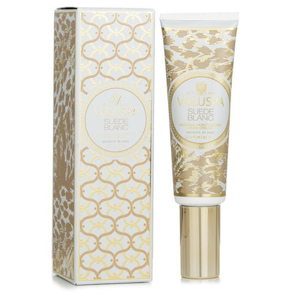 Voluspa Suede Blanc Handcrème - Boterachtig suèdeleer, amber en ceder 50 ml/1,7 oz
