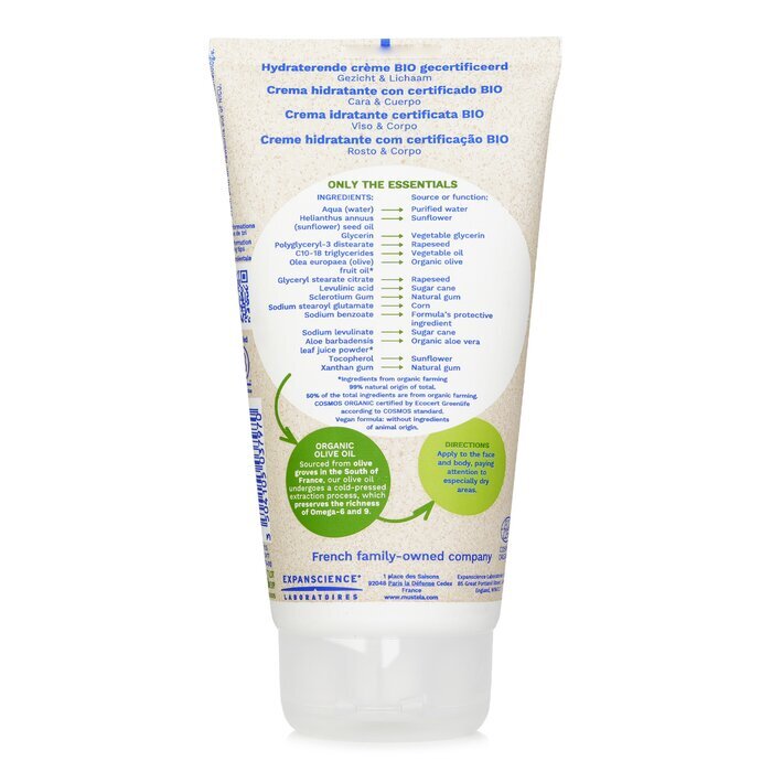 Mustela Biologische Hydraterende Gezichts- en Lichaamscrème met Olijfolie (Parfumvrij) 150ml/5oz