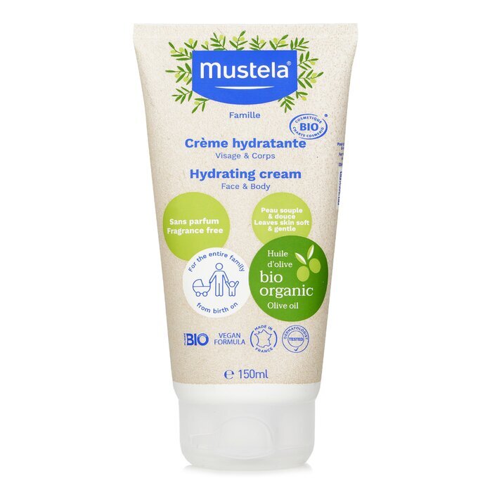 Mustela Biologische Hydraterende Gezichts- en Lichaamscrème met Olijfolie (Parfumvrij) 150ml/5oz