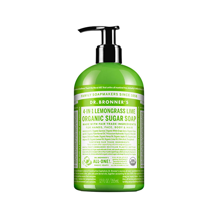 Dr. Bronners Organic Sugar Soap 4-in-1 Lemongrass Lime (pump) 355ml